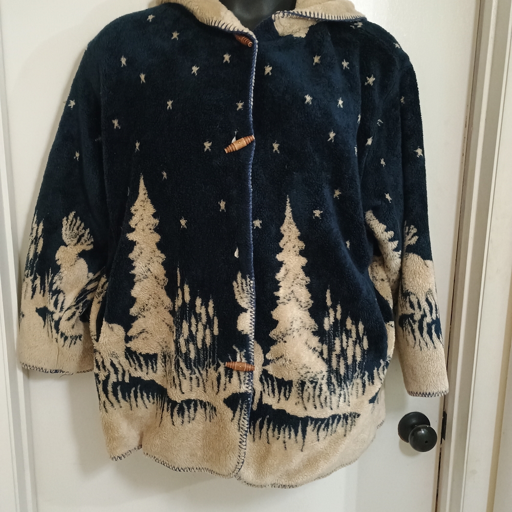 Cozy Black and Cream Hooded Jacket